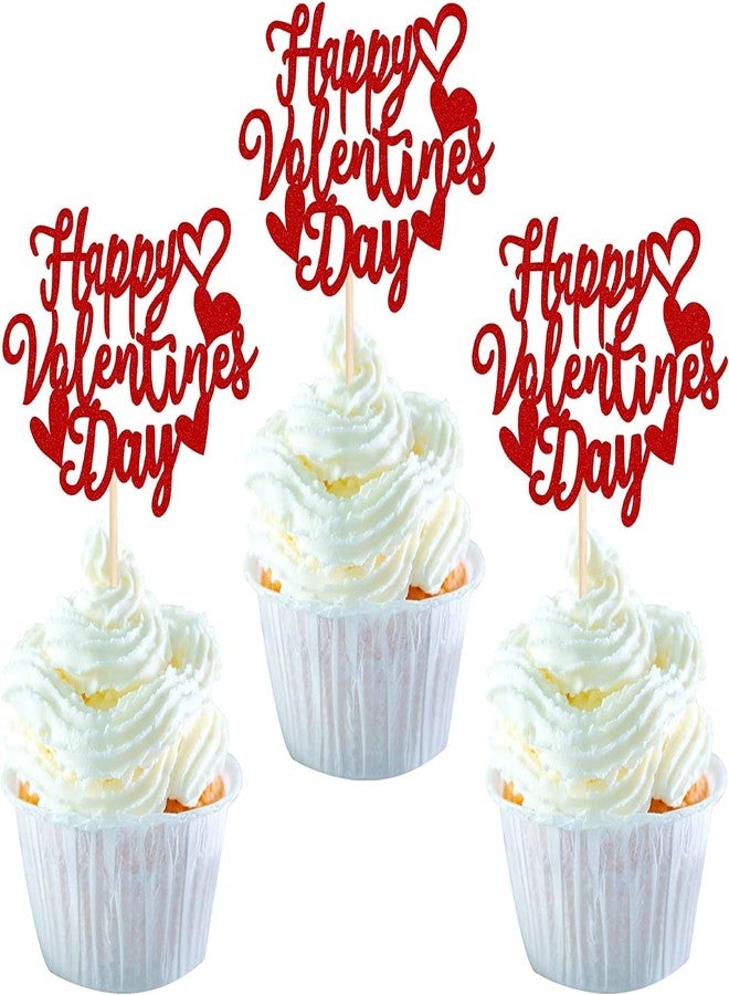 Incrizma Valentine's Day Cupcake Toppers Sweet Love Theme Valentine's Day Cupcake Food Picks Valentine's Day Theme Birthday Party Cake Decorations Supplies (Happy Valentine'sDay) - Image 1